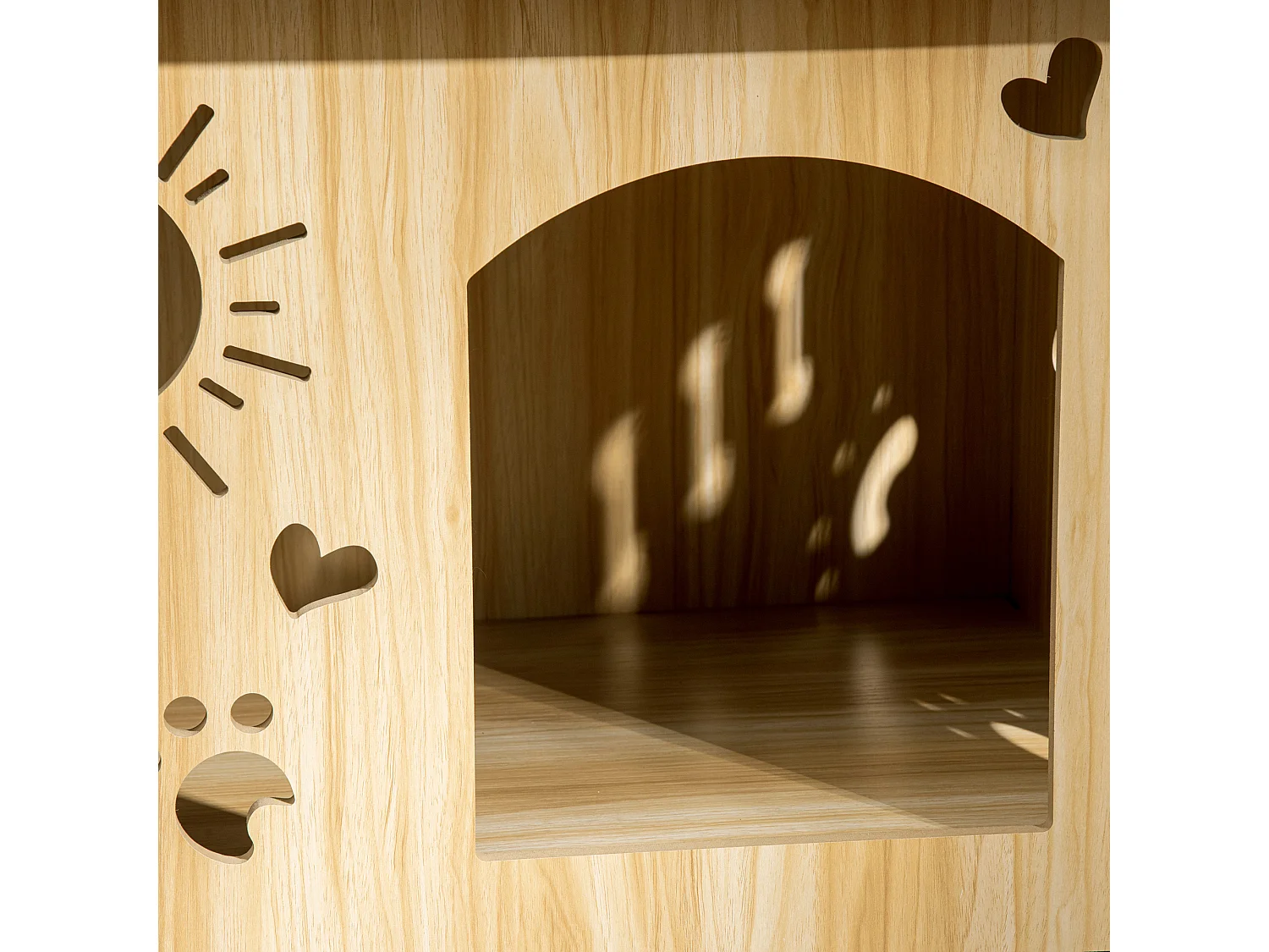 Cuccia per cani da interno a forma di casetta in legno rovere