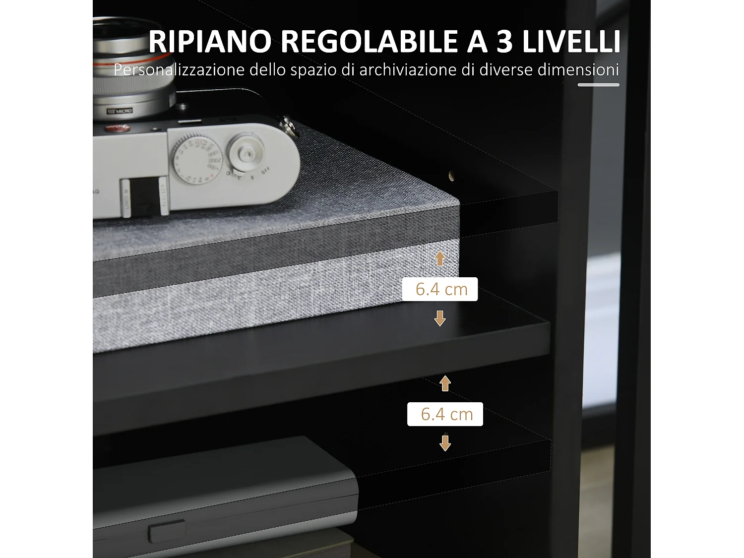 Mobile porta stampante con ruote e armadietto in legno nero