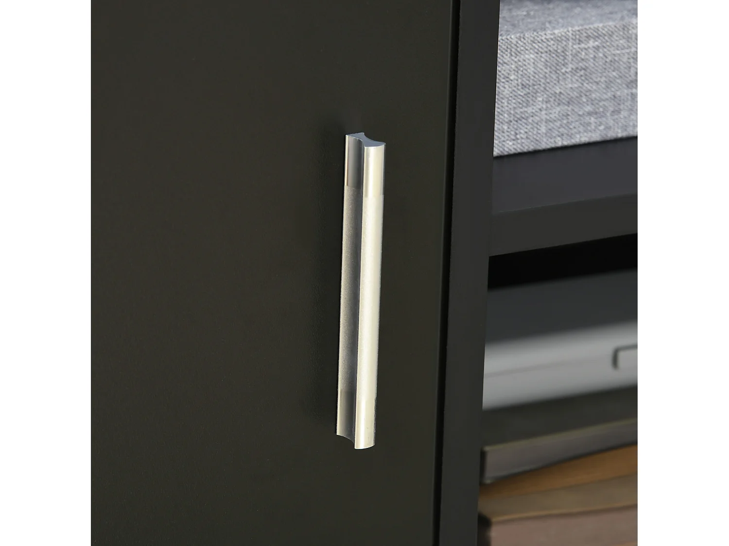 Mobile porta stampante con ruote e armadietto in legno nero