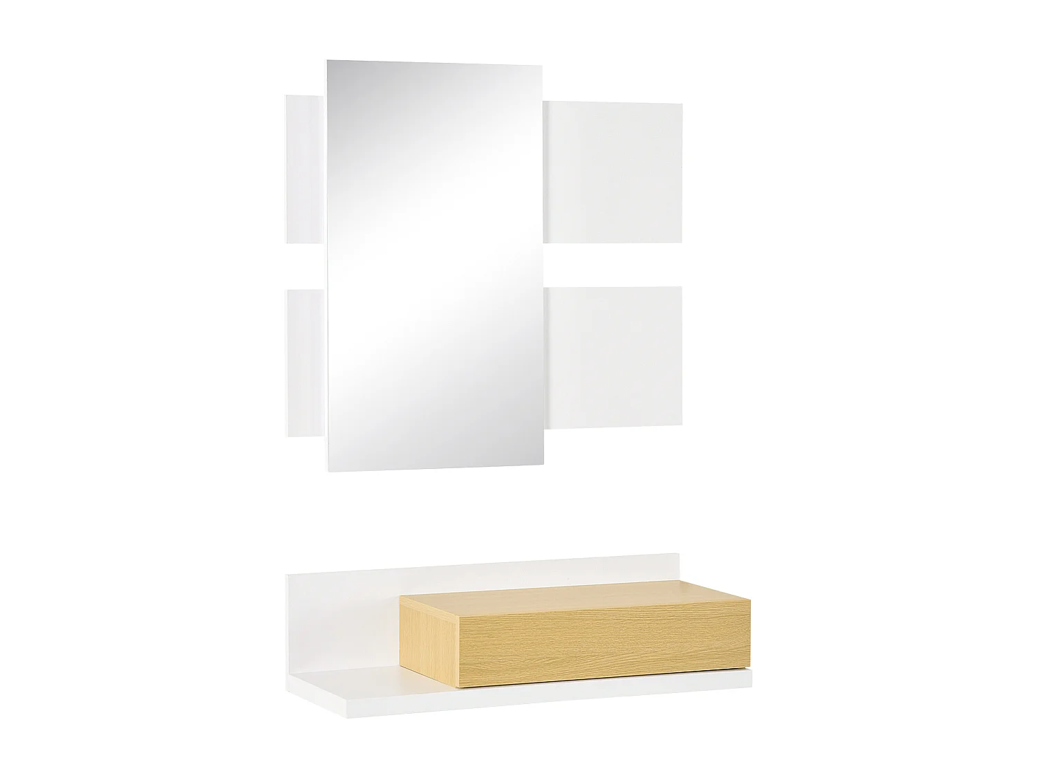Set mobili da ingresso a parete con specchio 40x70cm e cassetto