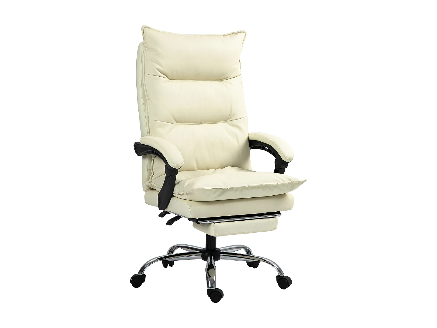 Sedia ufficio reclinabile con poggiapiedi in finta pelle beige