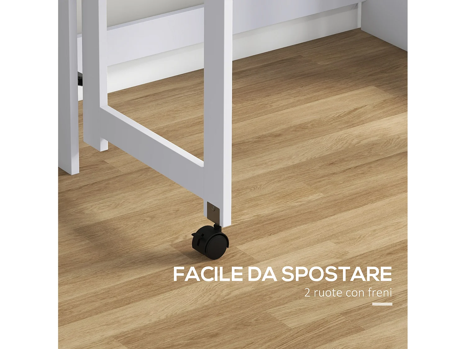 Scrivania pieghevole con libreria a 4 ripiani in legno bianco