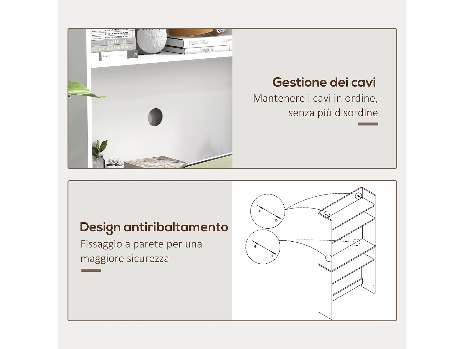 Scrivania pieghevole con libreria a 4 ripiani in legno bianco