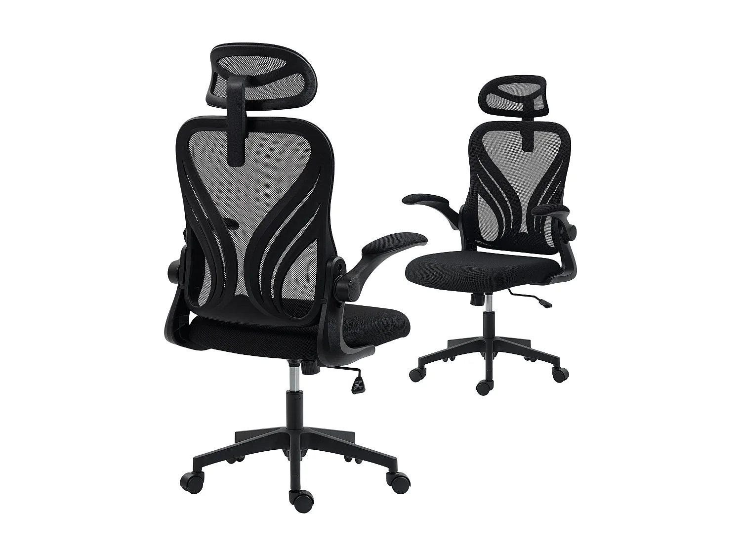 Sedia da ufficio ergonomica braccioli ribaltabili e supporto lombare