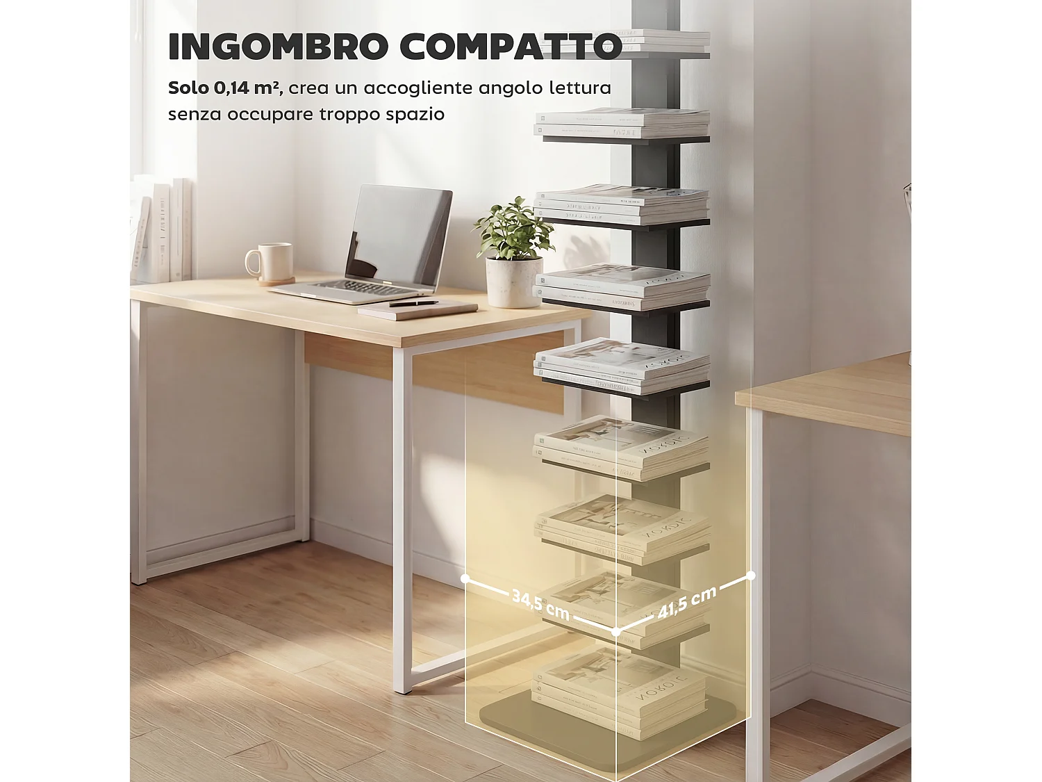 Libreria Verticale Salvaspazio a 11 Ripiani, Alta e Stretta, Nero