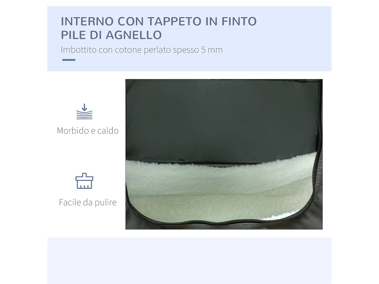 Trasportino per cani mini e gatti con cuscino rimovibile grigio