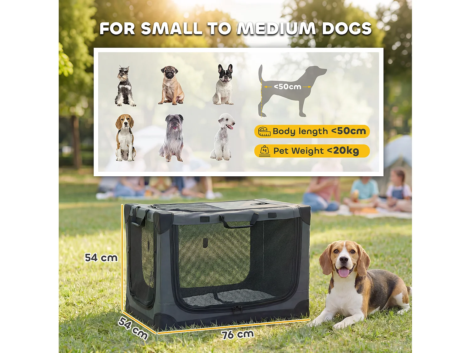 Trasportino morbido per cani pieghevole con cuscino in oxford verde