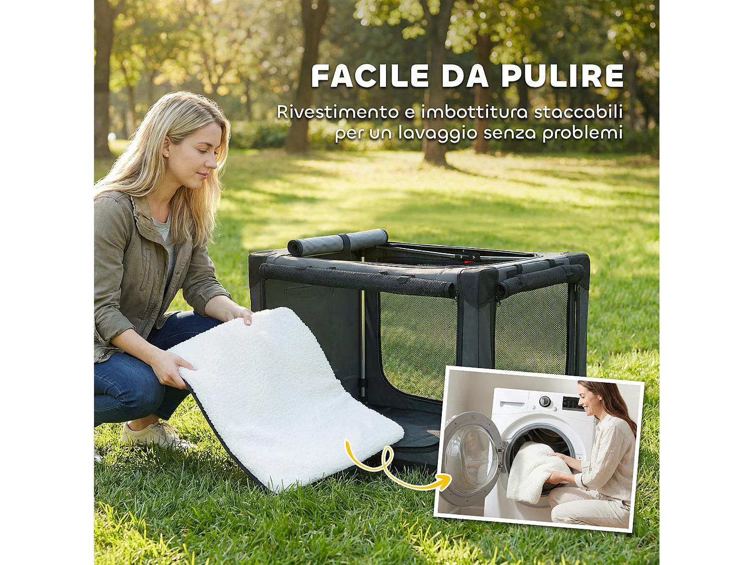 Trasportino morbido per cani pieghevole con cuscino in oxford verde