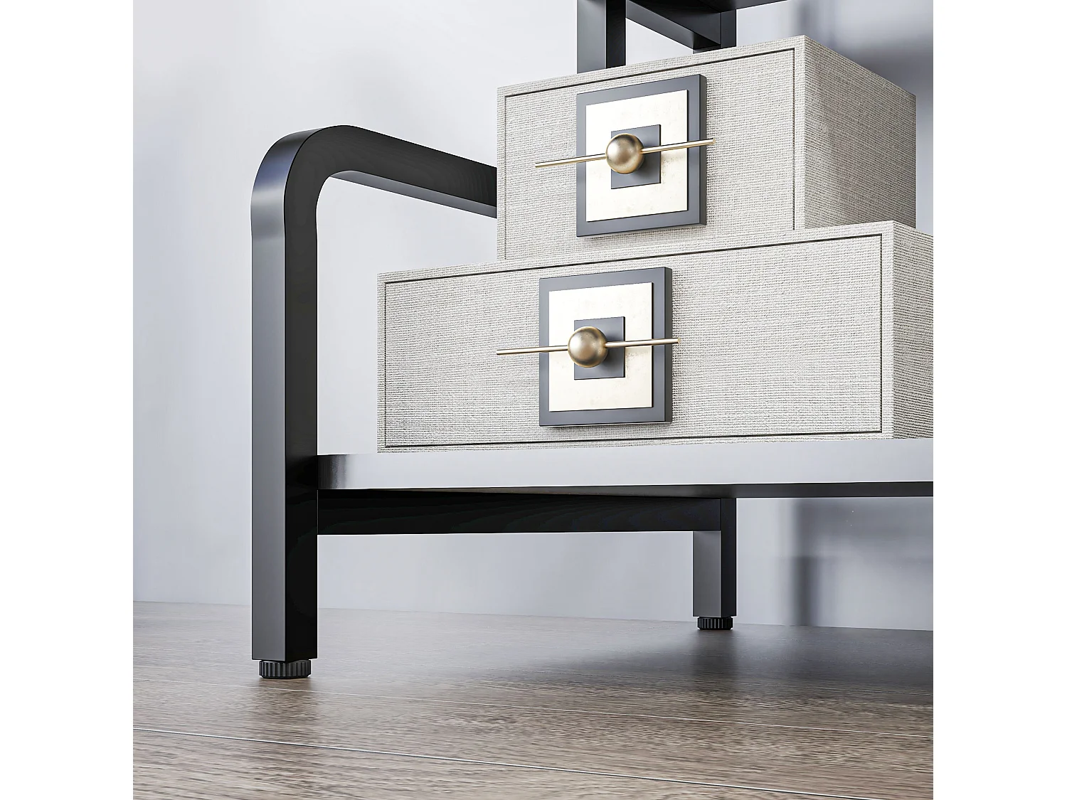 Supporto per stampante a 3 livelli in metallo e truciolato nero