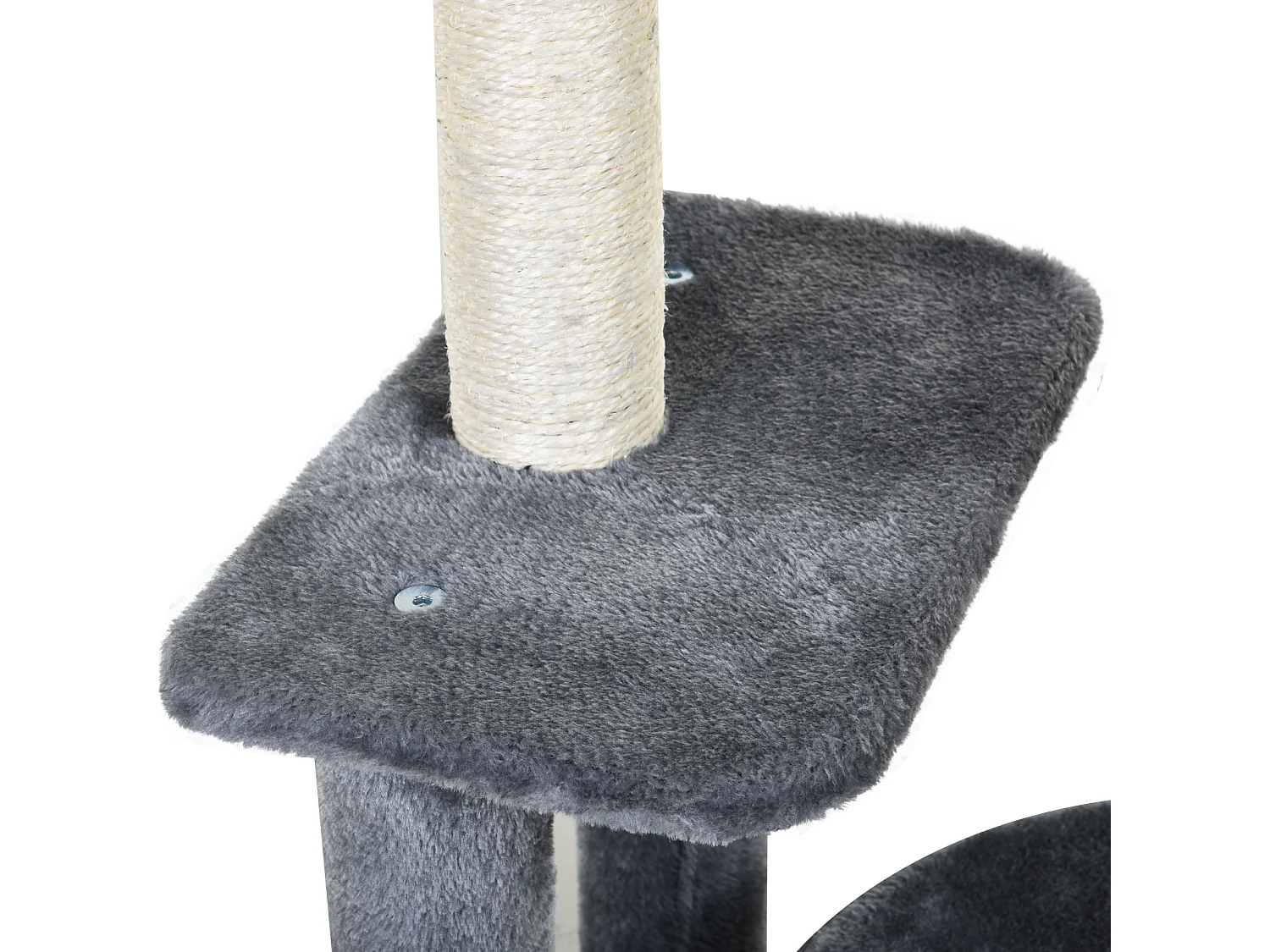 Albero tiragraffi per gatti adulti su più livelli con cuccia posatoio e 2 ripiani bianco e grigio 48x35x100cm