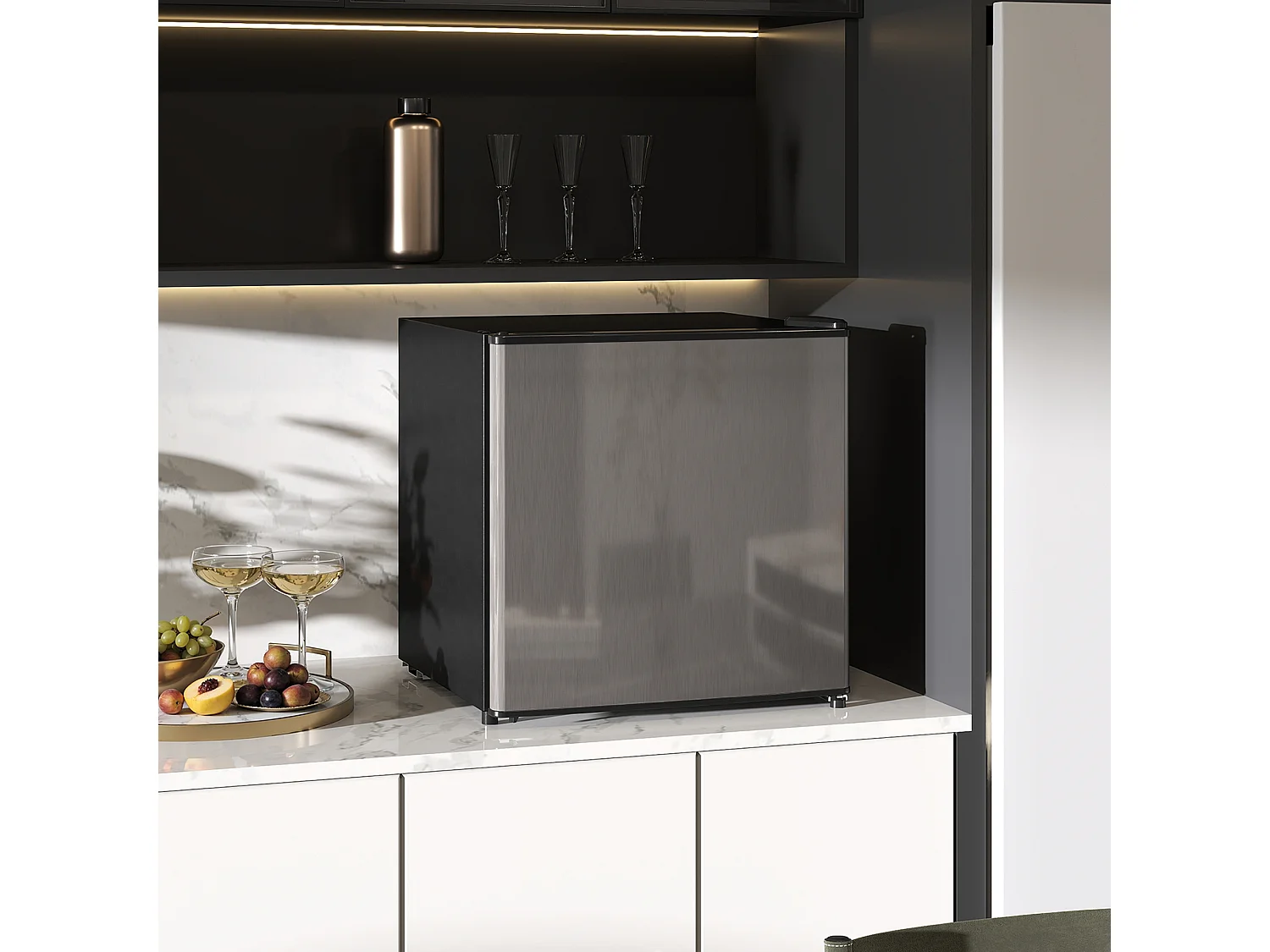 Mini Frigo 46L con Freezer, Porta Reversibile, Temperatura Regolabile