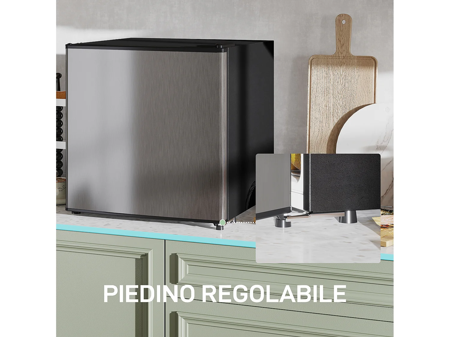 Mini Frigo 46L con Freezer, Porta Reversibile, Temperatura Regolabile