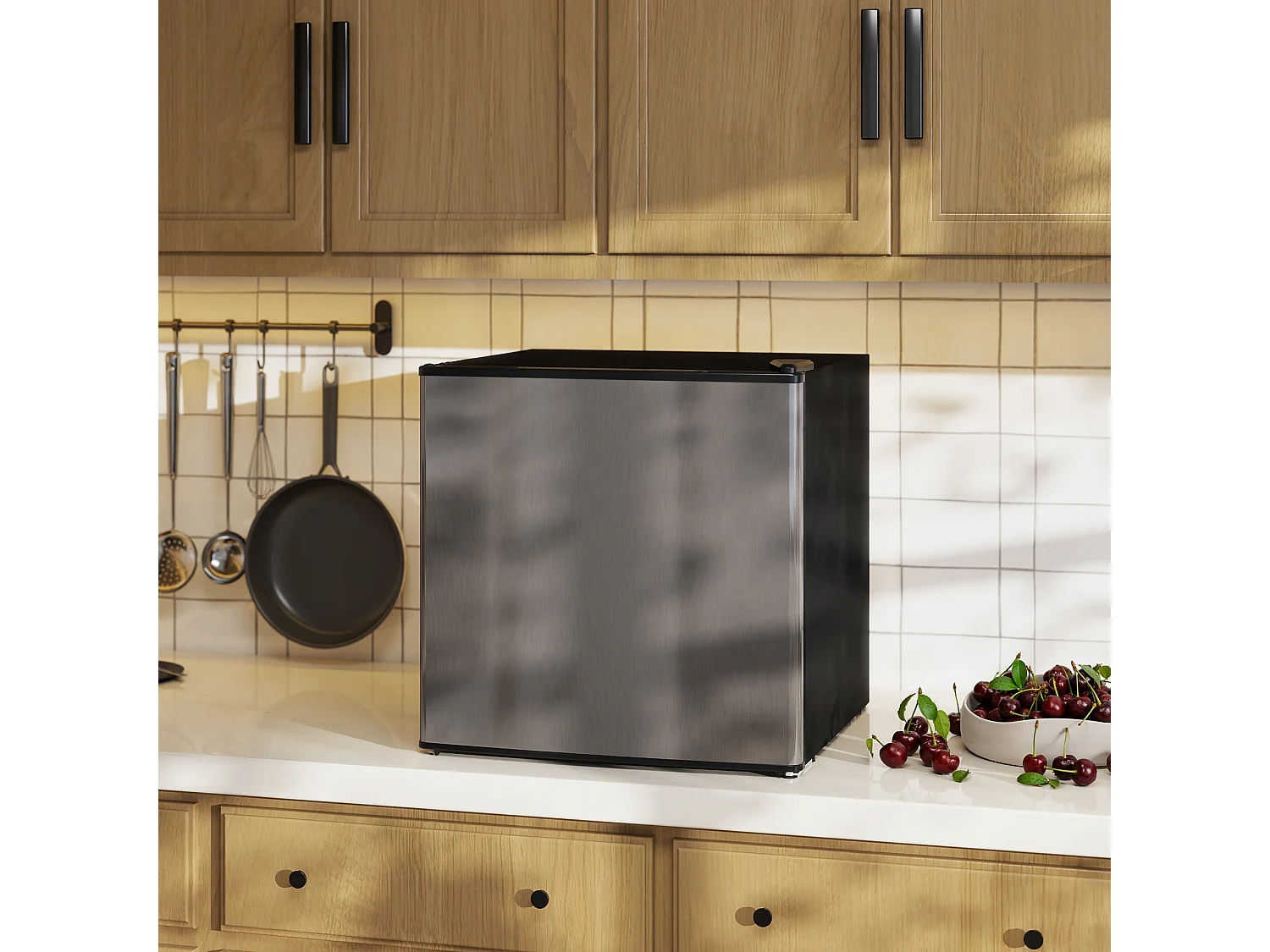 Mini Frigo 46L con Freezer, Porta Reversibile, Temperatura Regolabile
