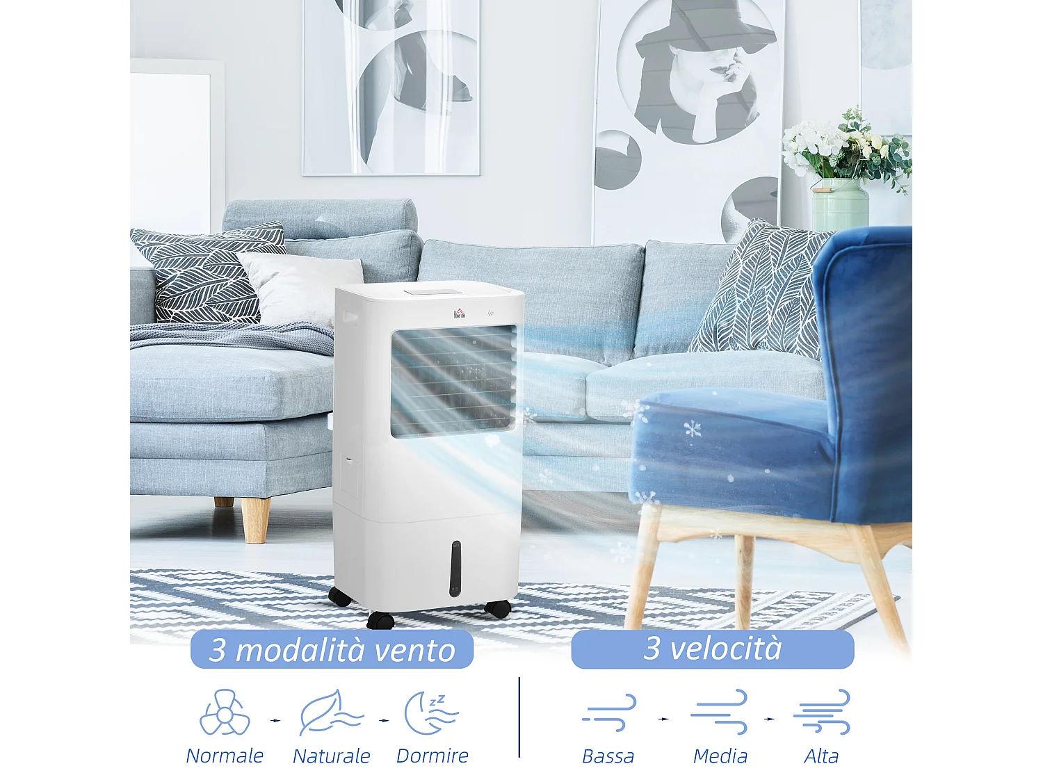 Raffrescatore Evaporativo 3 in 1 con Telecomando e Timer Bianco