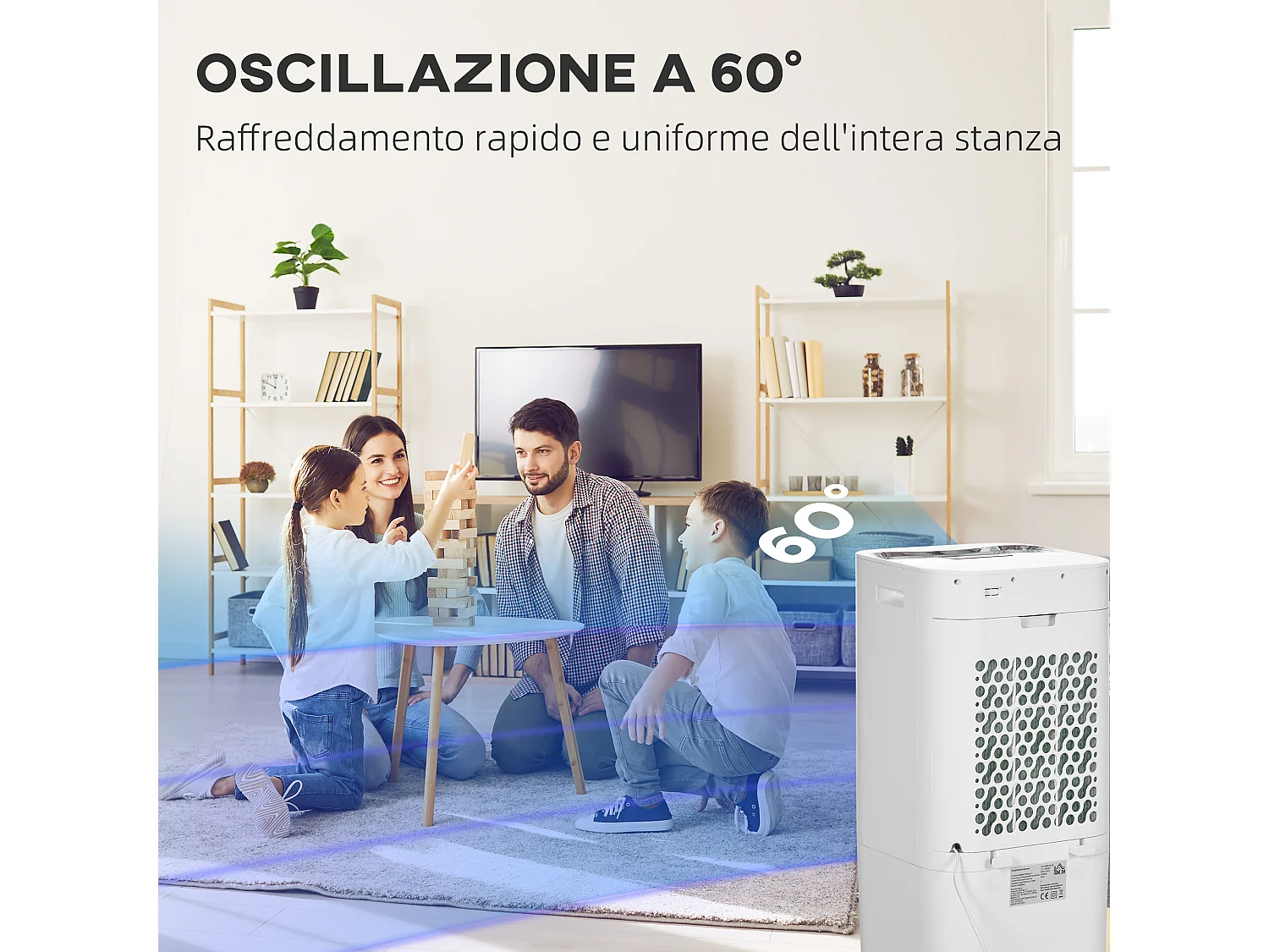 Raffrescatore Evaporativo 3 in 1 con Telecomando e Timer Bianco