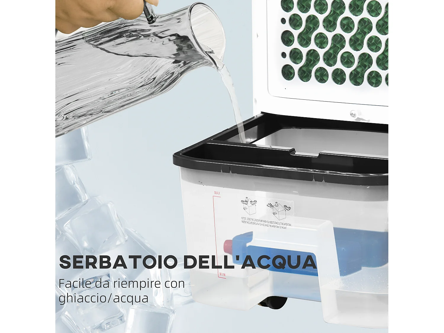 Raffrescatore Evaporativo 4 in 1 con 9 Modalità, Telecomando, Timer, Nero