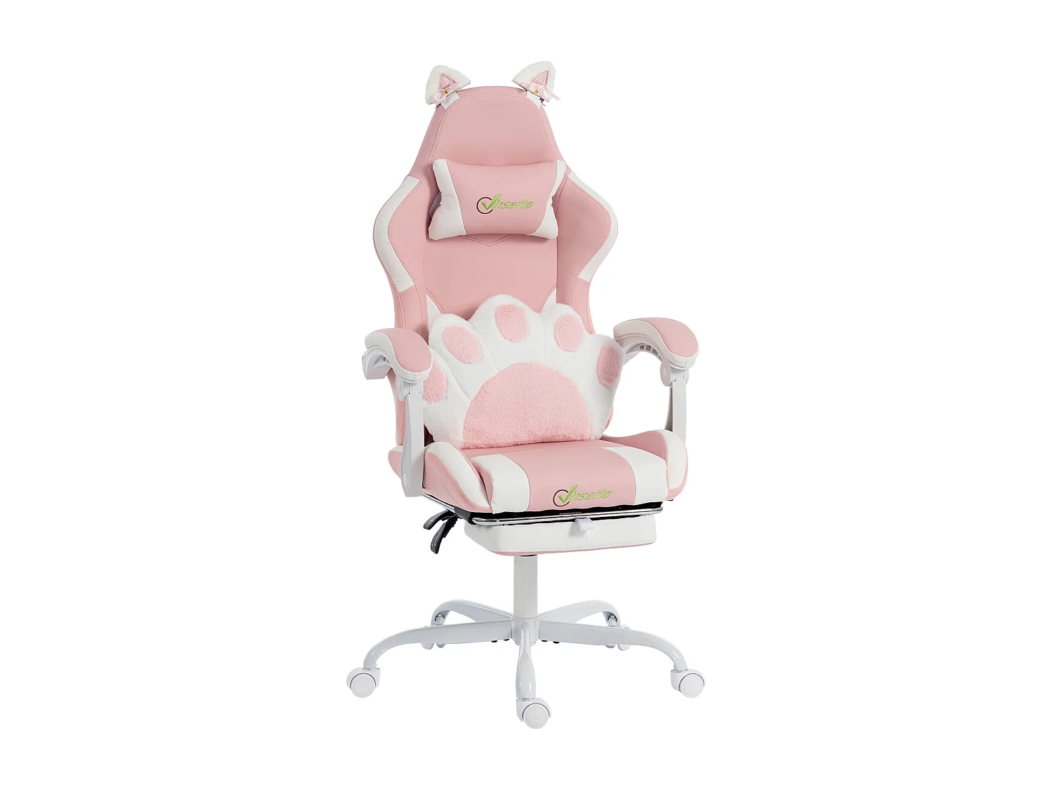 Sedia gaming ergonomica reclinabile in finta pelle rosa