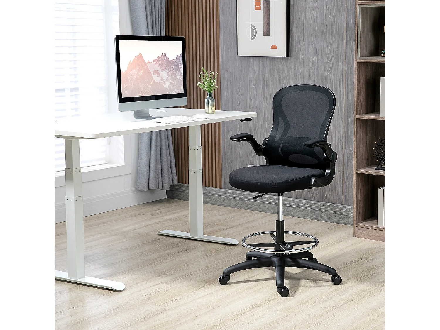 Sedia da ufficio con supporto lombare e altezza regolabile nero