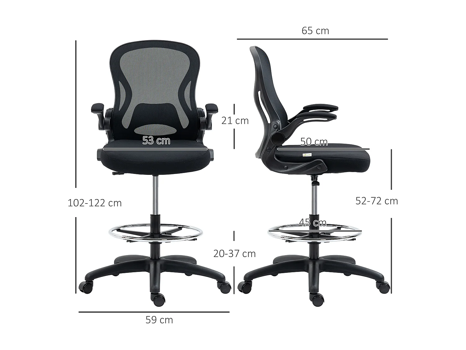 Sedia da ufficio con supporto lombare e altezza regolabile nero