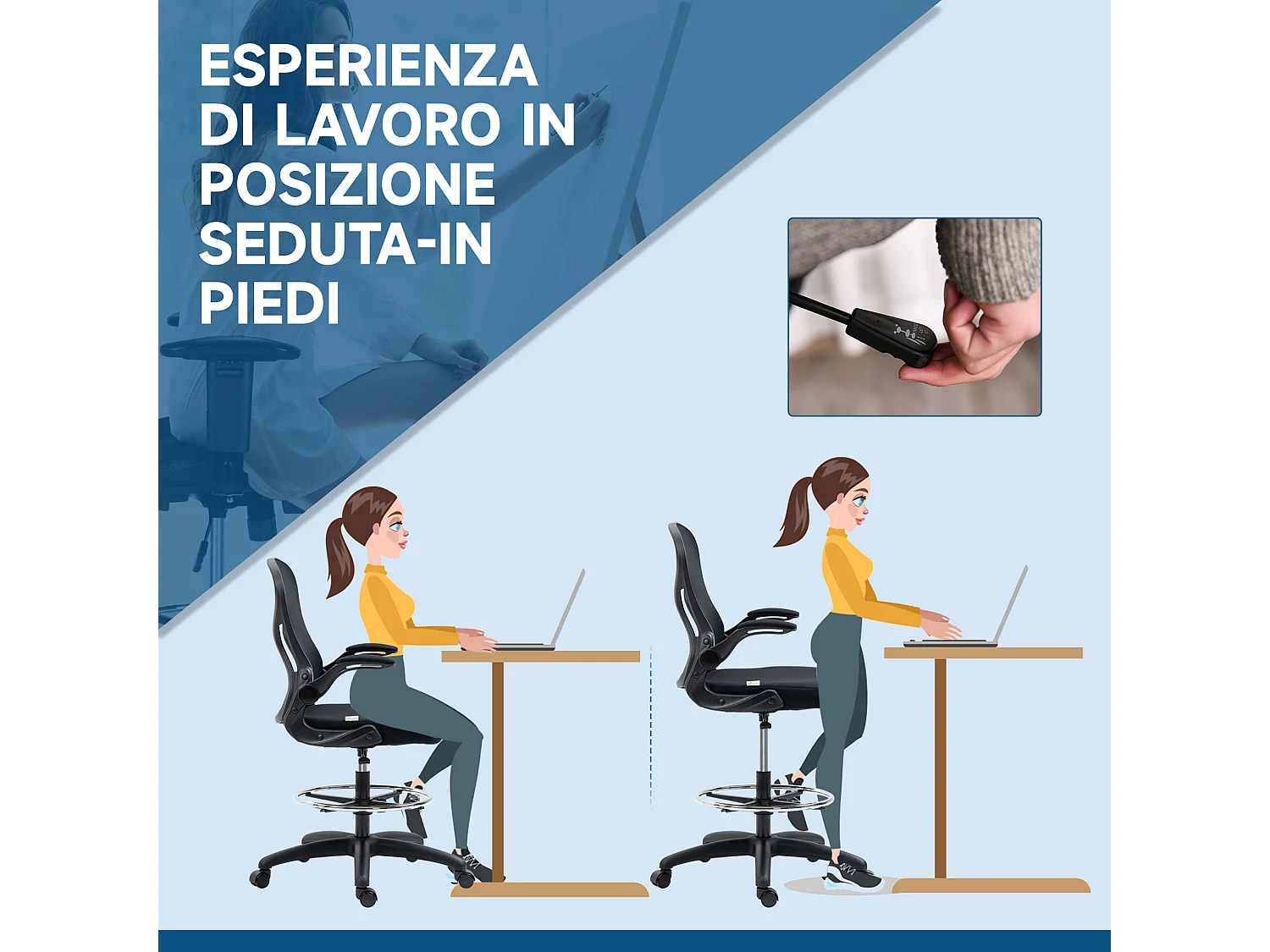 Sedia da ufficio con supporto lombare e altezza regolabile nero