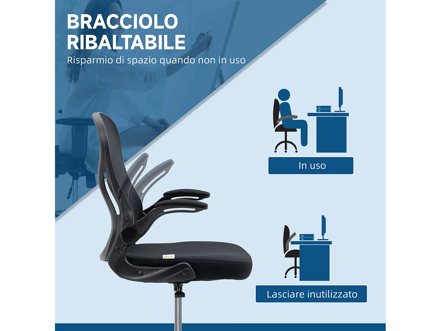 Sedia da ufficio con supporto lombare e altezza regolabile nero