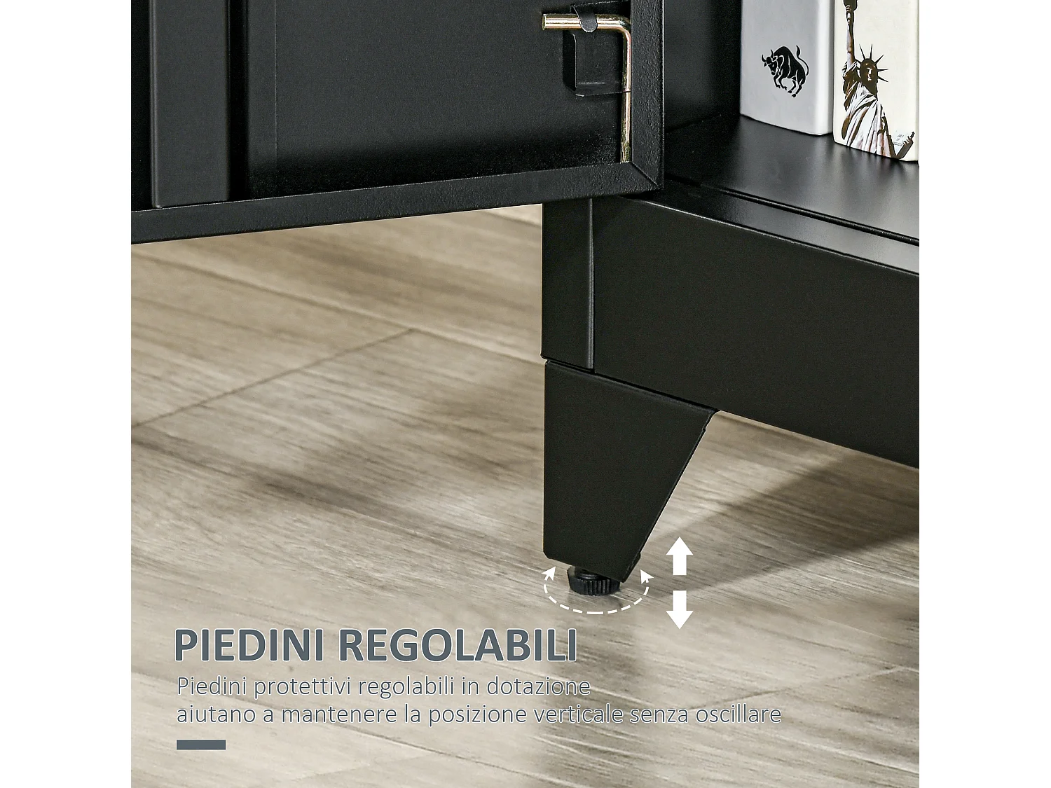 Mobiletto multiuso a 2 ante industriale in metallo 75x33x110 cm nero