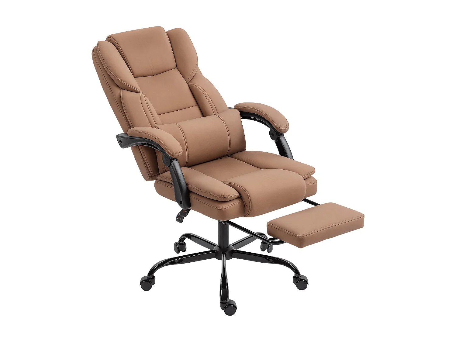 Sedia da ufficio reclinabile con poggiapiedi in finta pelle marrone