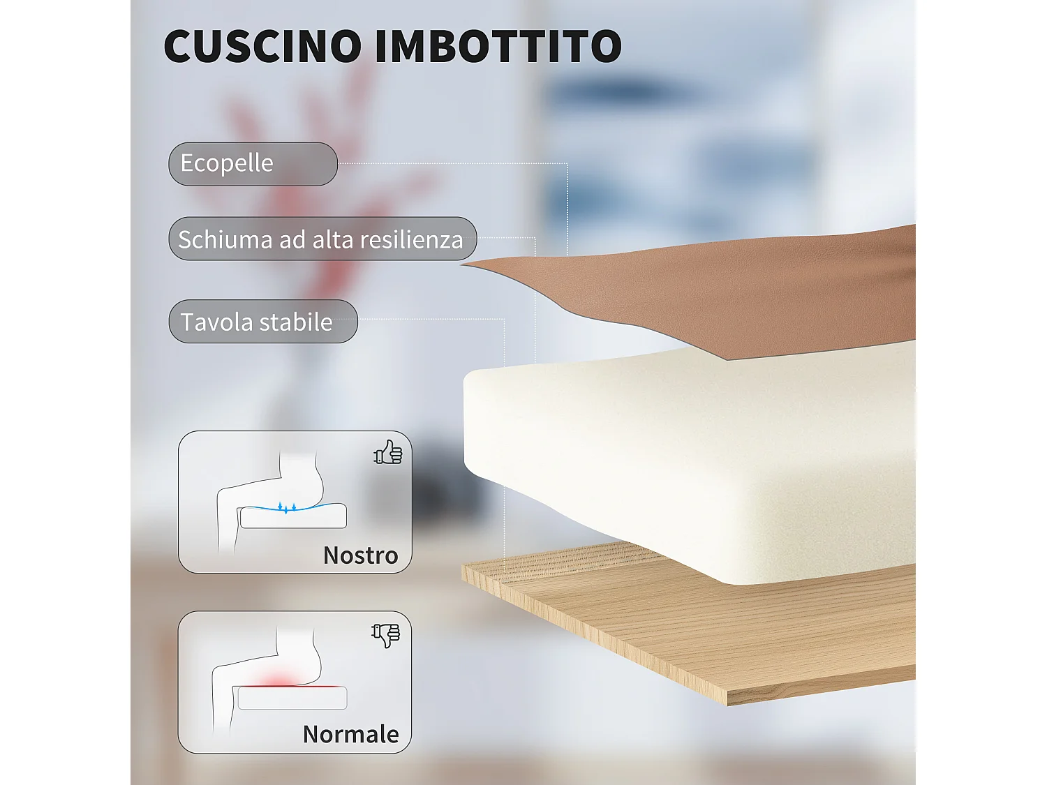 Sedia da ufficio reclinabile con poggiapiedi in finta pelle marrone