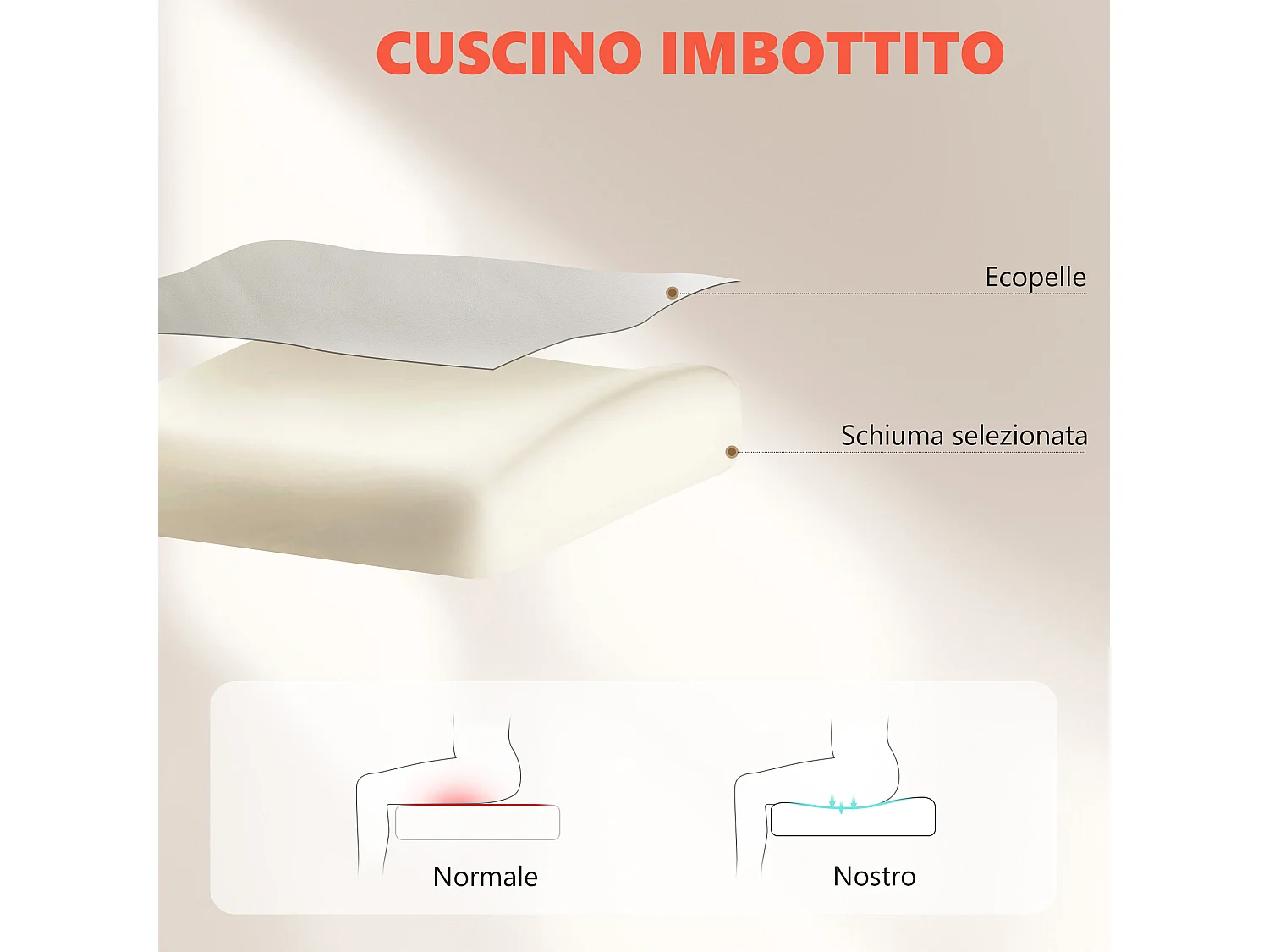 Sedia da ufficio con massaggio a 6 punti riscaldata grigio chiaro