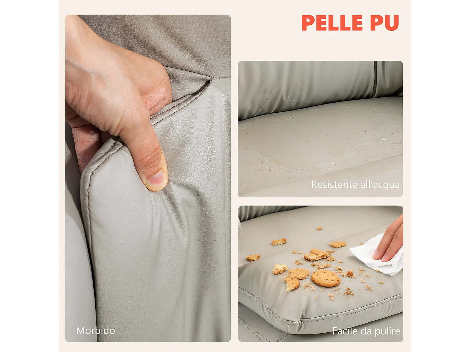 Sedia da ufficio con massaggio a 6 punti riscaldata grigio chiaro