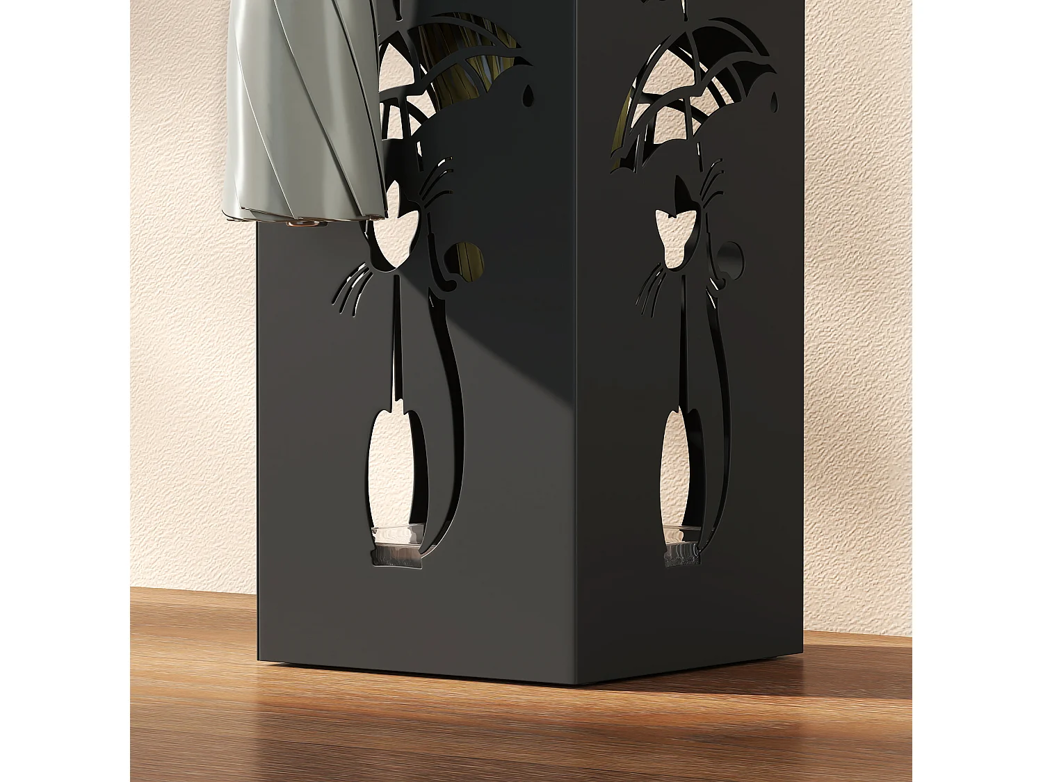 Portaombrelli quadrato per ingresso in metallo nero