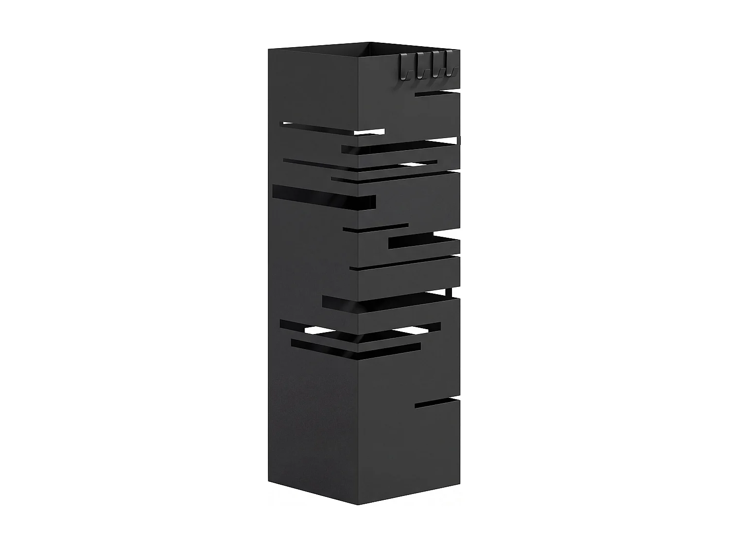 Portaombrelli quadrato per ingresso in metallo con vassoio nero