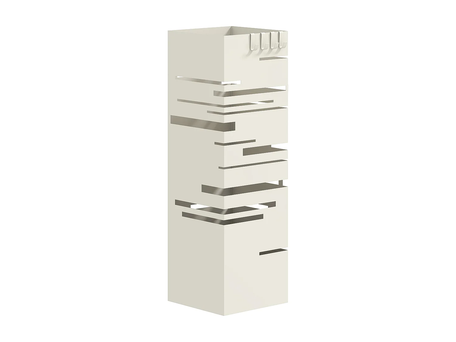 Portaombrelli quadrato autoportante con vassoio in metallo beige