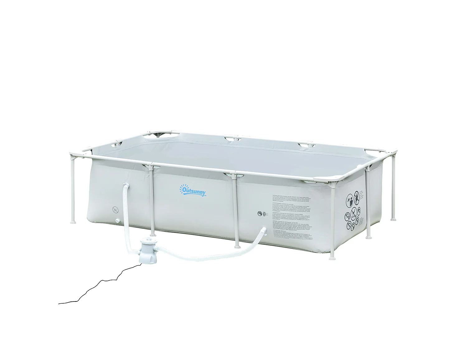 Piscina fuoriterra rettangolare rigida 252x152x65cm grigio
