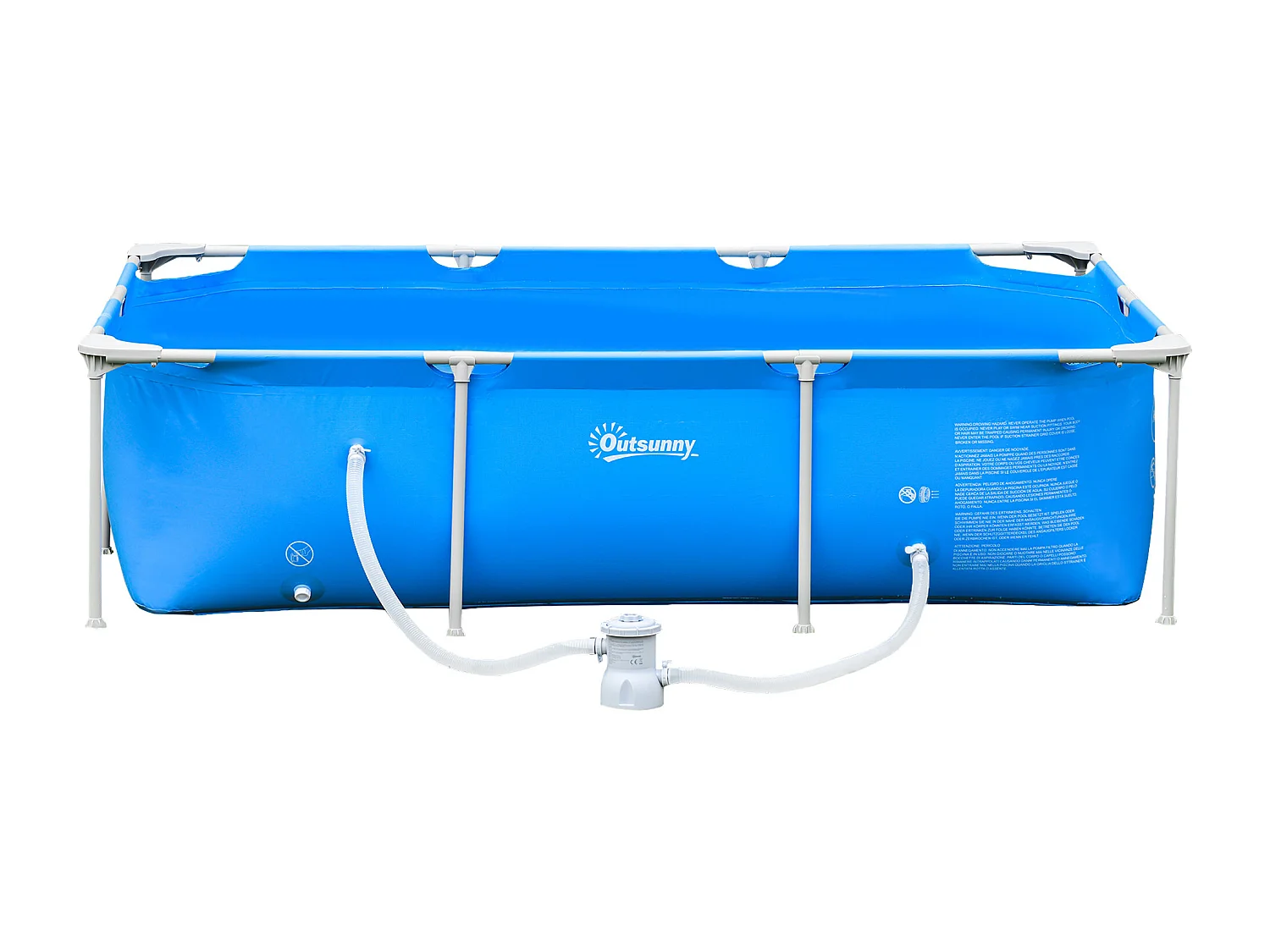 Piscina fuoriterra rettangolare rigida 252x152x65cm blu