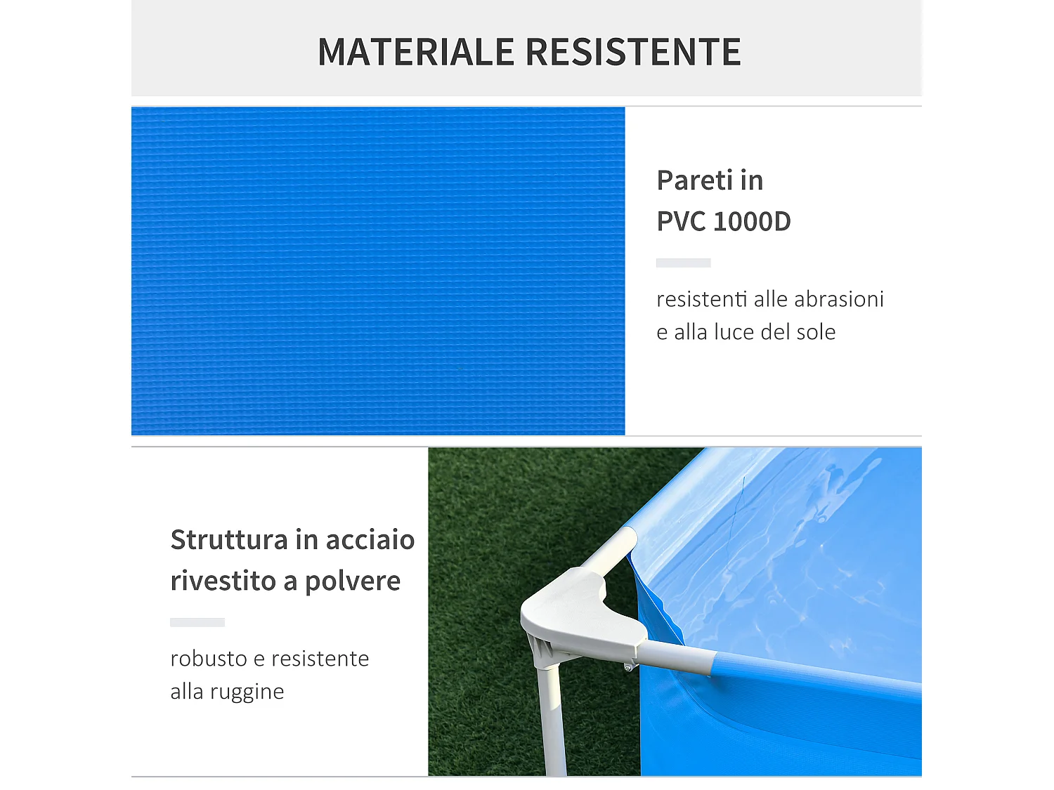 Piscina fuoriterra rettangolare rigida 252x152x65cm blu