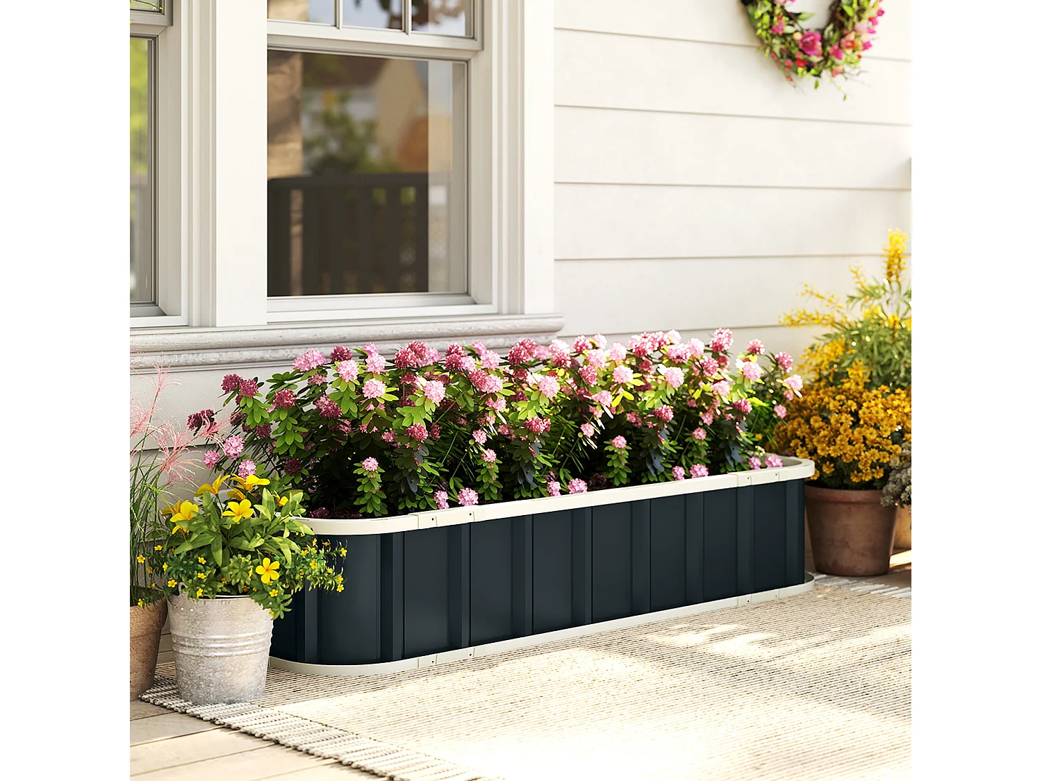 Letto per orto rialzato con fondo aperto in acciaio zincato grigio