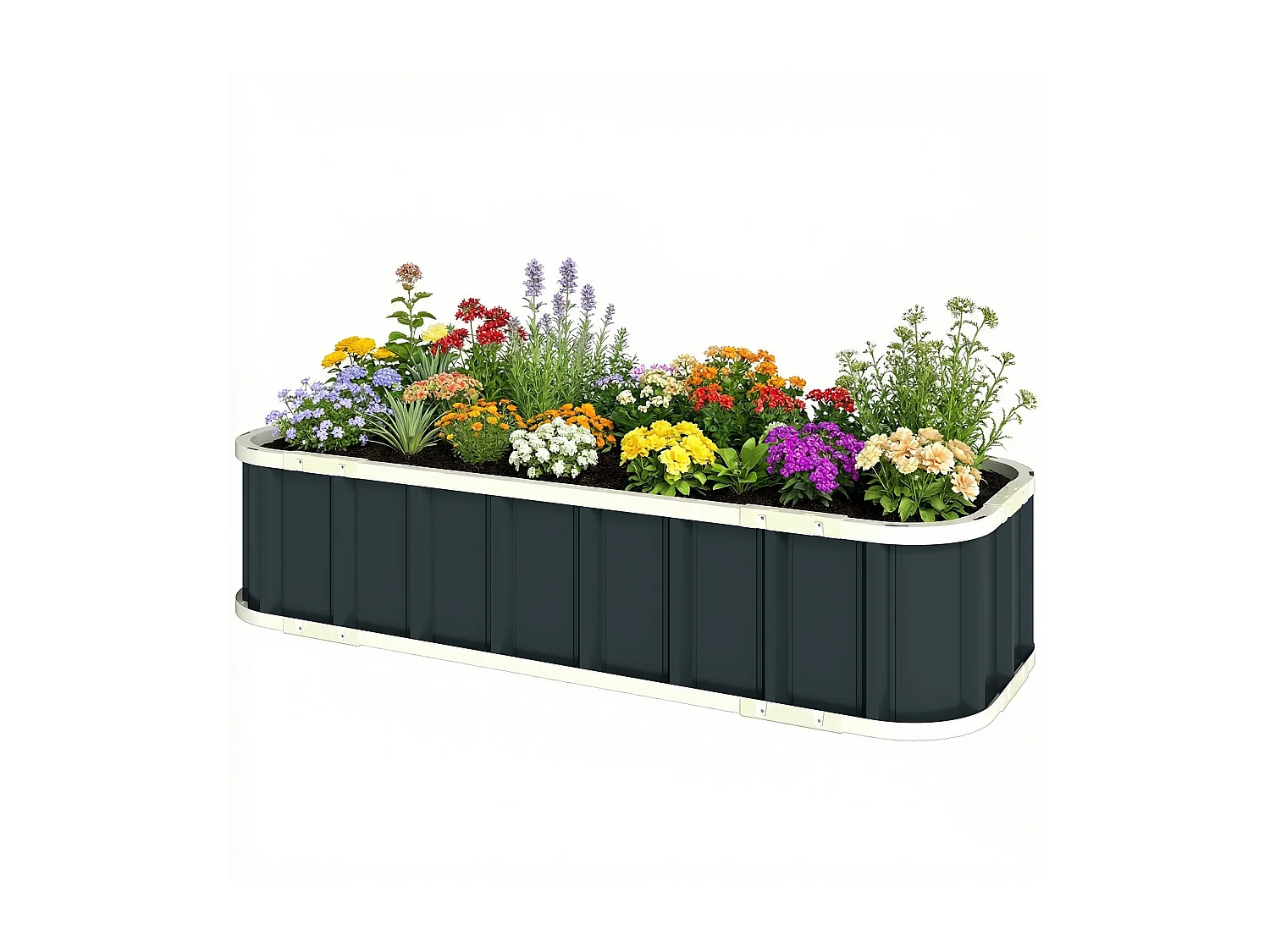 Letto per orto rialzato con fondo aperto in acciaio zincato grigio