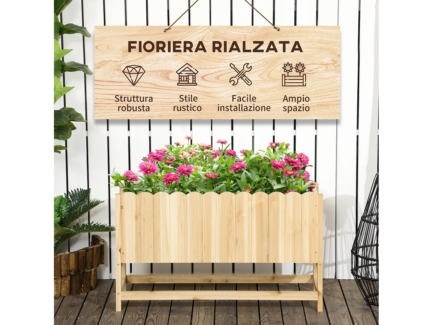 Orto rialzato verticale e salvaspazio in legno di abete