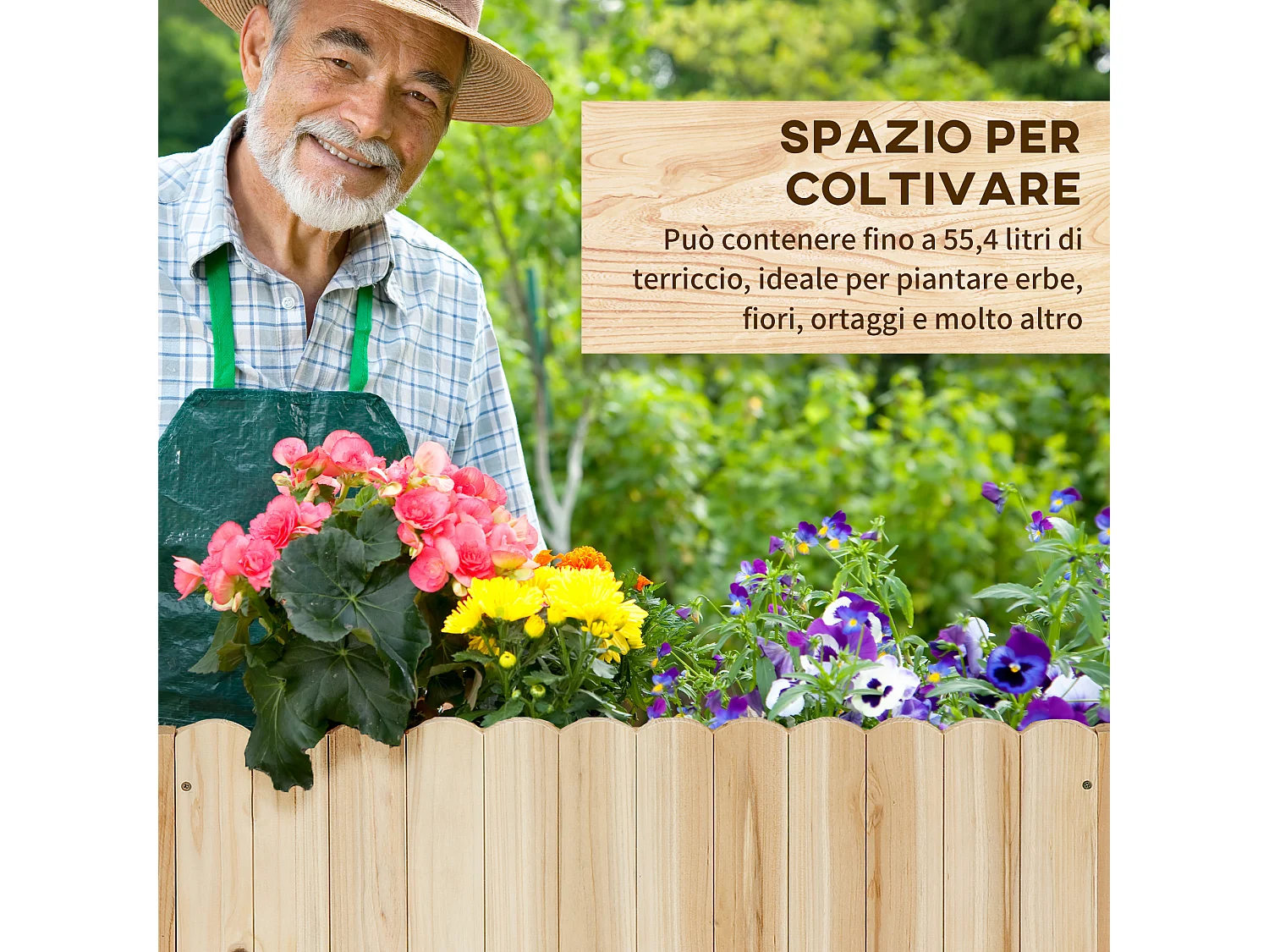 Orto rialzato verticale e salvaspazio in legno di abete