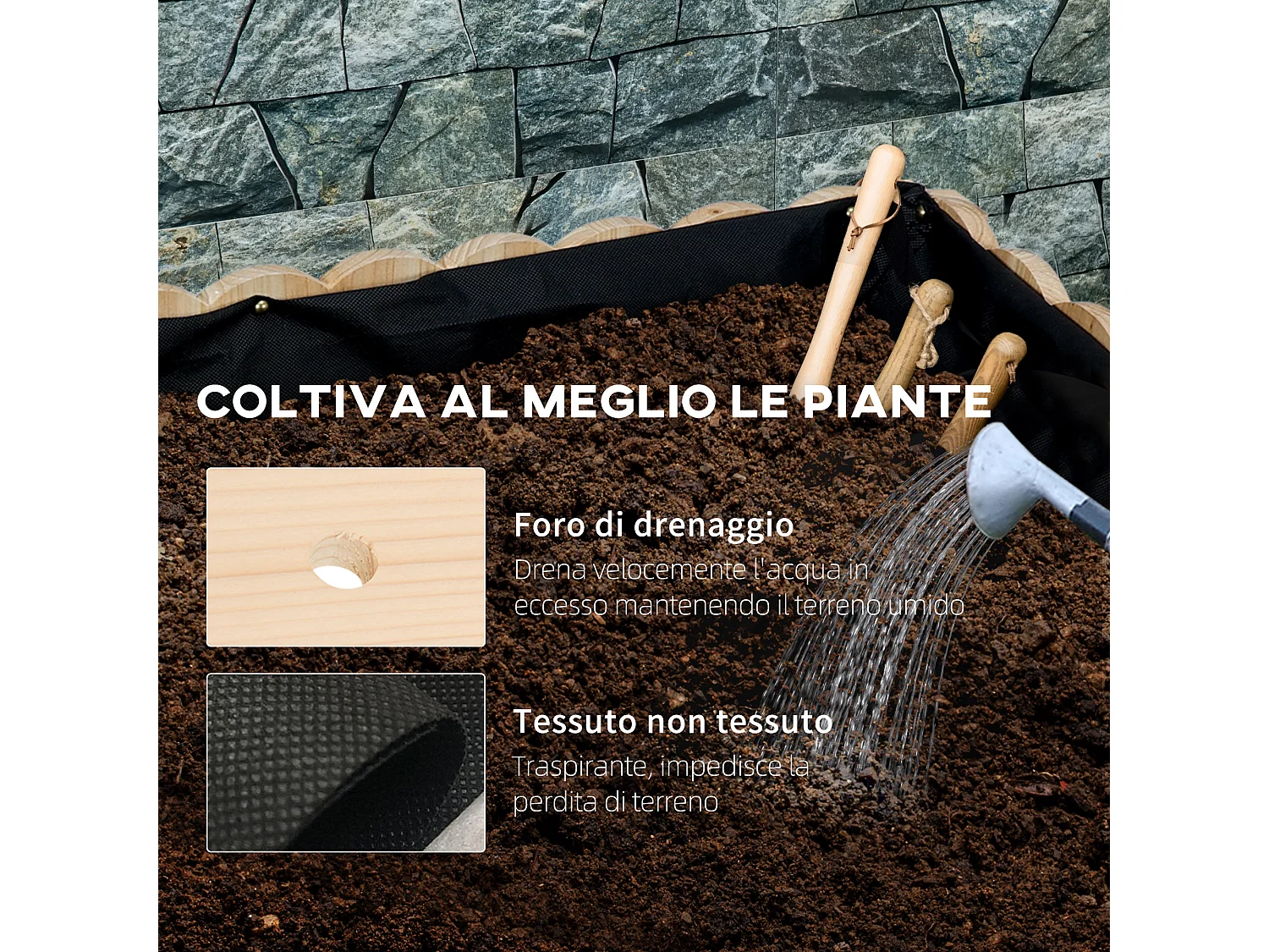 Orto rialzato verticale e salvaspazio in legno di abete