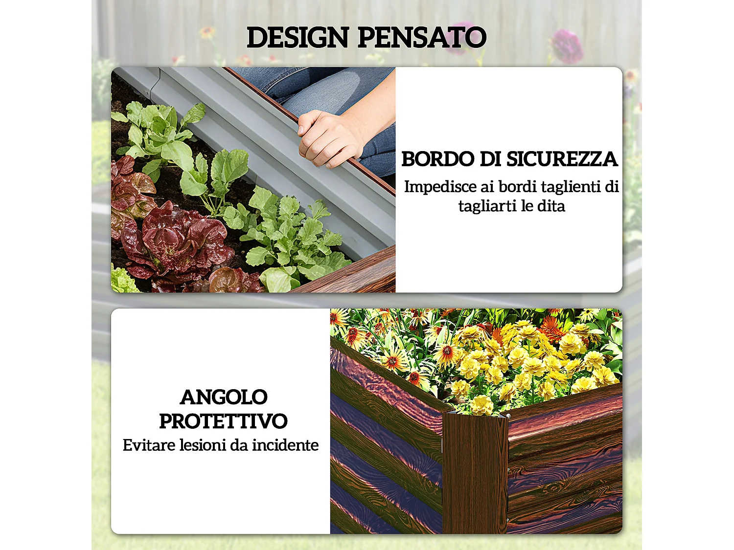 Letto per orto rialzato con fondo aperto in acciaio marrone scuro
