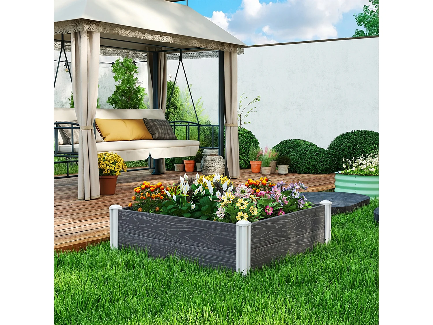 Letto rialzato da giardino kit modulare in vinile grigio scuro