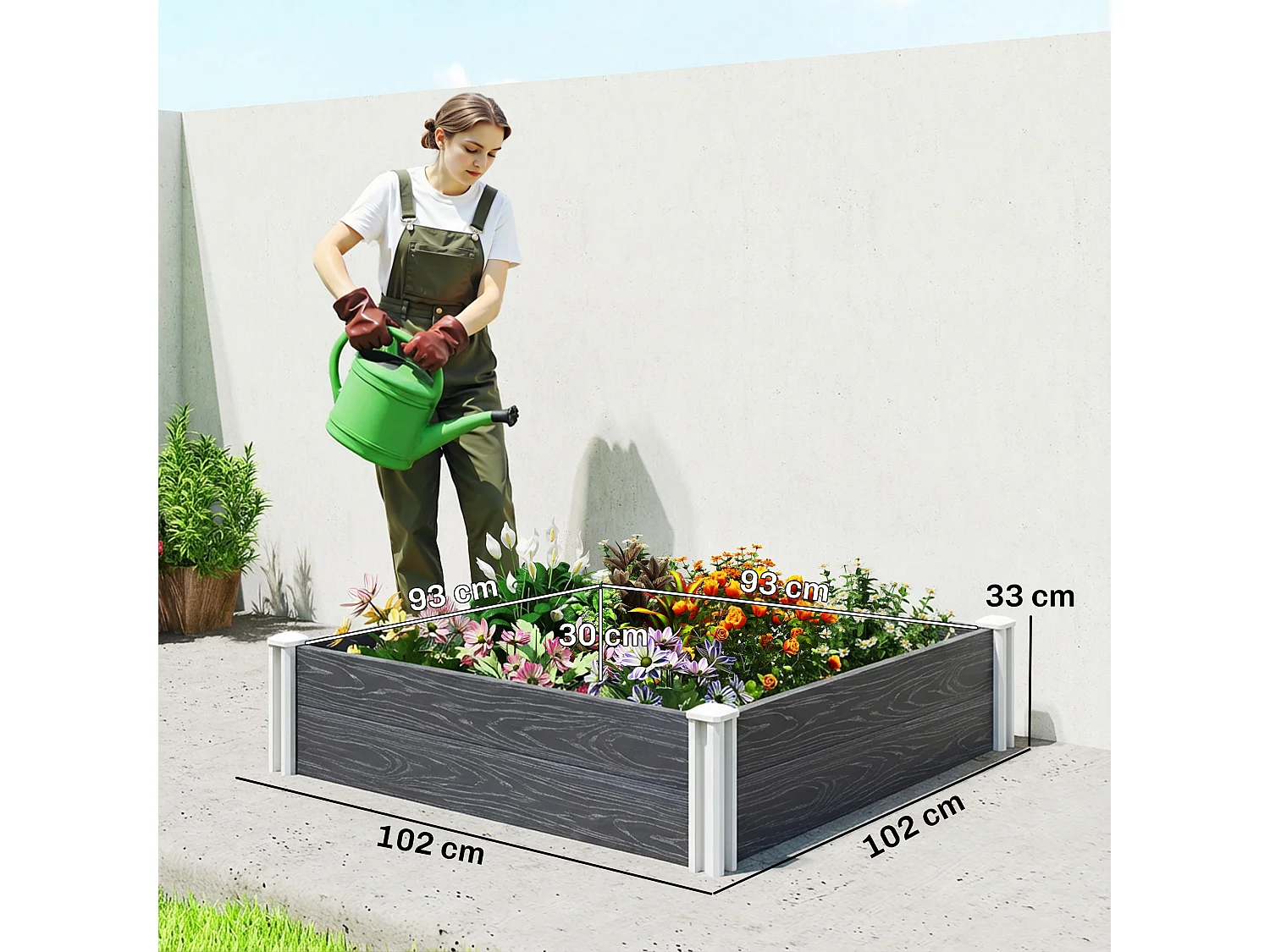 Letto rialzato da giardino kit modulare in vinile grigio scuro