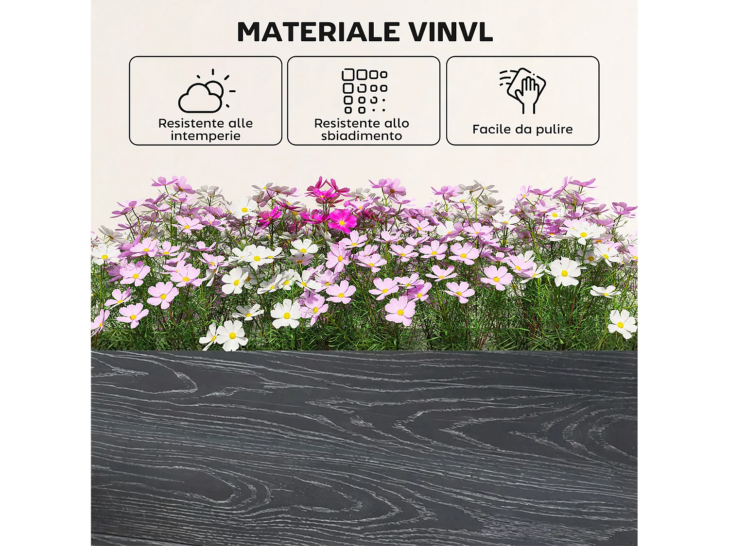 Letto rialzato da giardino kit modulare in vinile grigio scuro