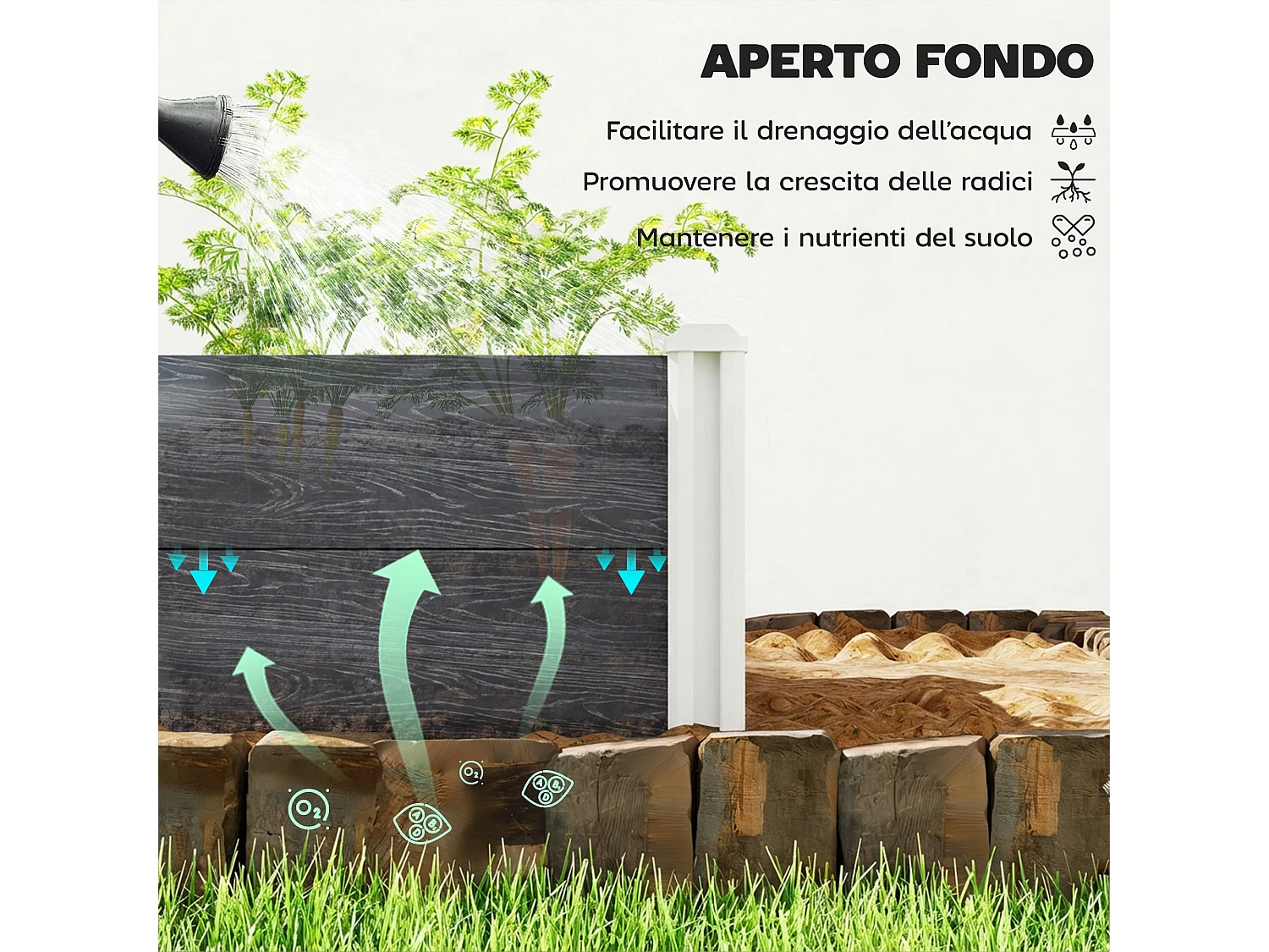 Letto rialzato da giardino kit modulare in vinile grigio scuro