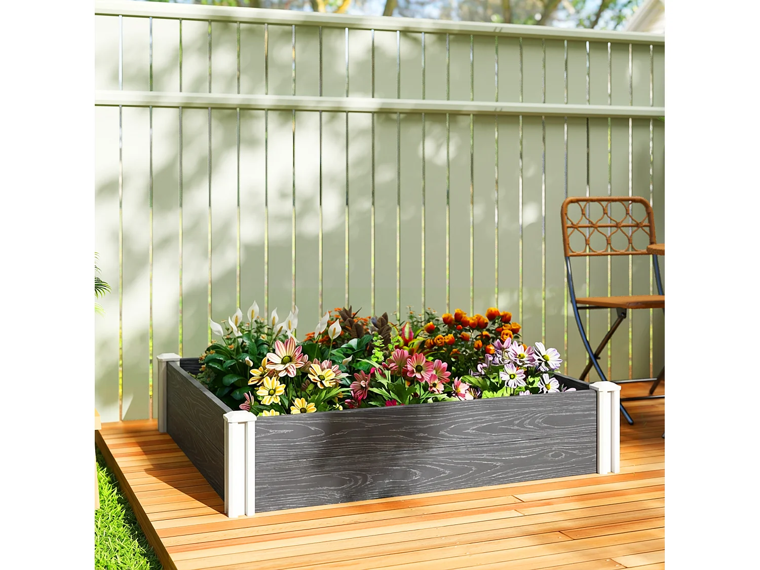 Letto rialzato da giardino kit modulare in vinile grigio scuro