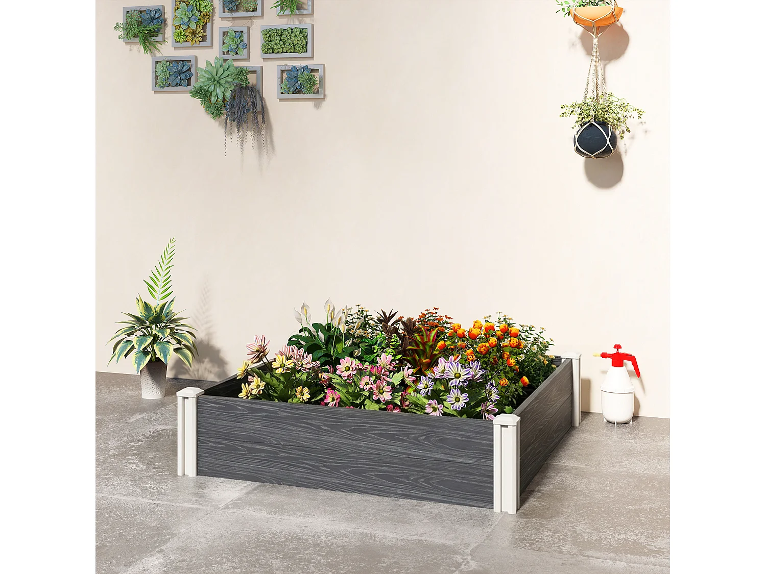 Letto rialzato da giardino kit modulare in vinile grigio scuro