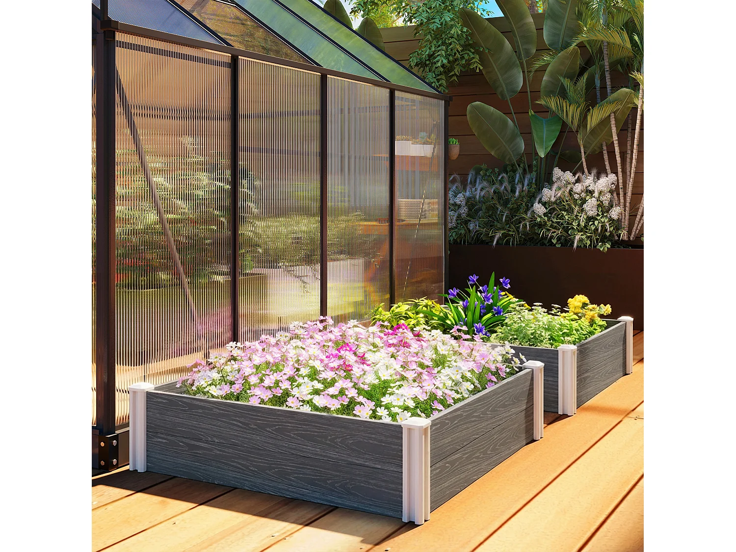 Letto rialzato da giardino kit modulare in vinile grigio scuro