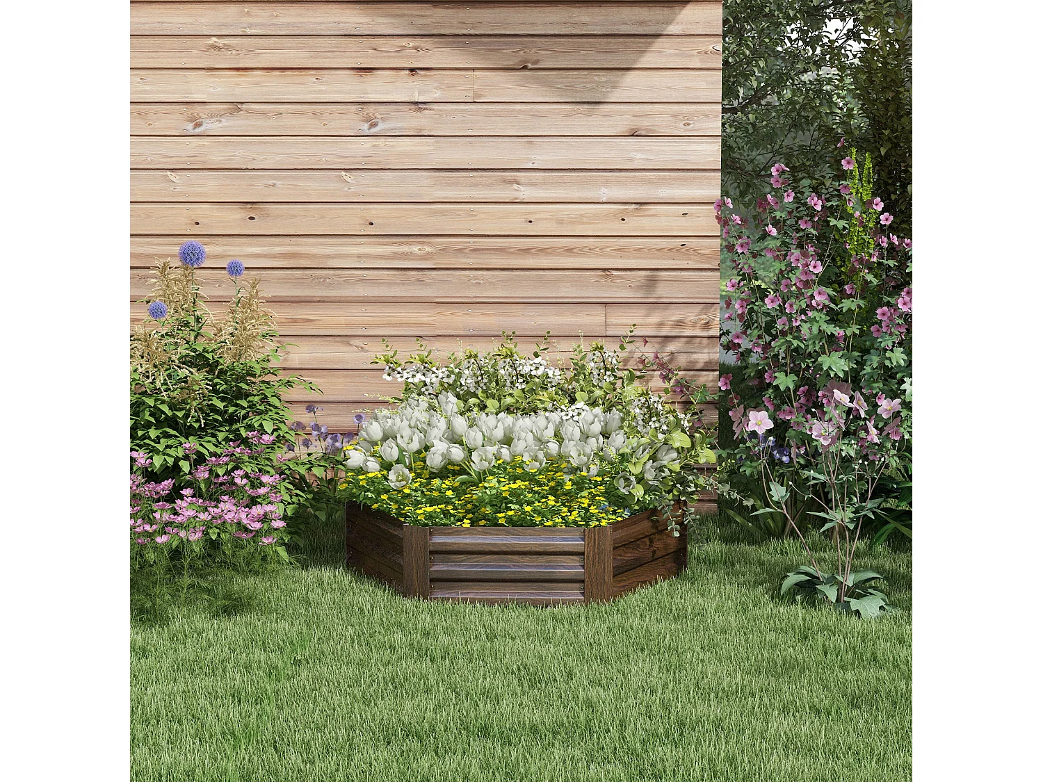 Letto per orto rialzato esagonale in acciaio galvanizzato, marrone